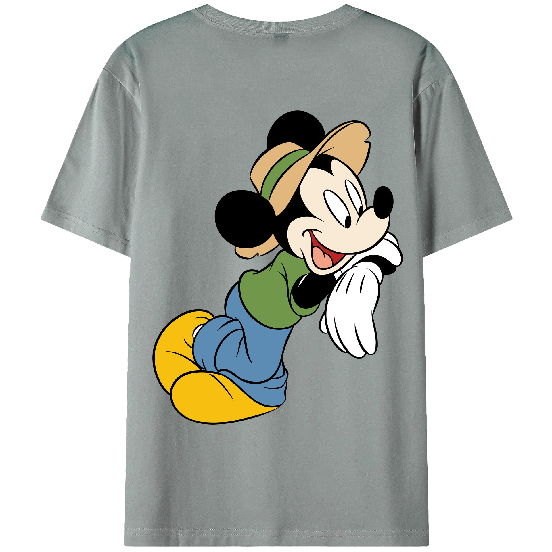 ミッキーマウス Mickey Mouse 綿100％ メンズ半袖Tシャツ（バックプリント） 通気性